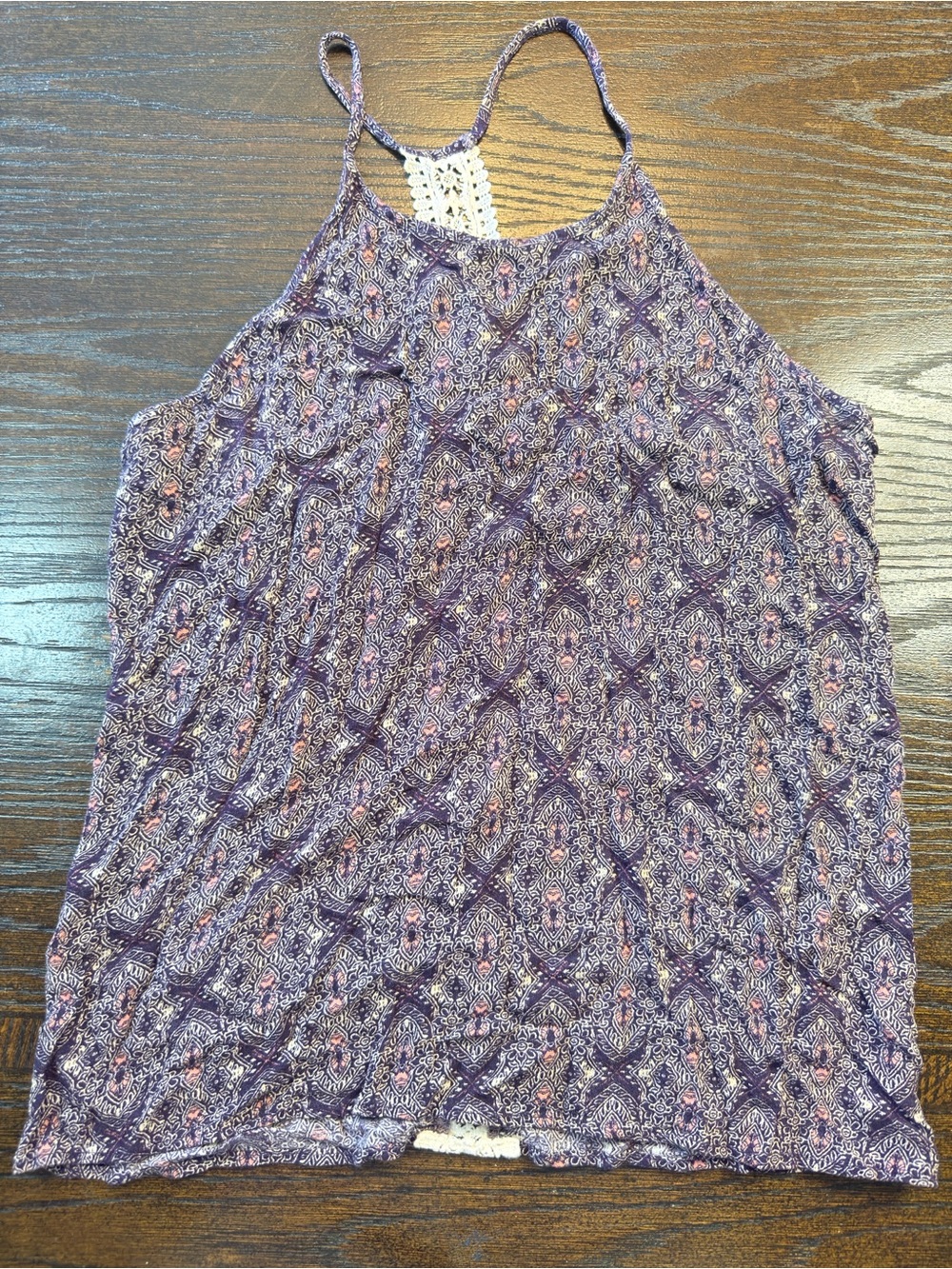 Kaileigh Purple Paisley Crochet-Back Halter Tank